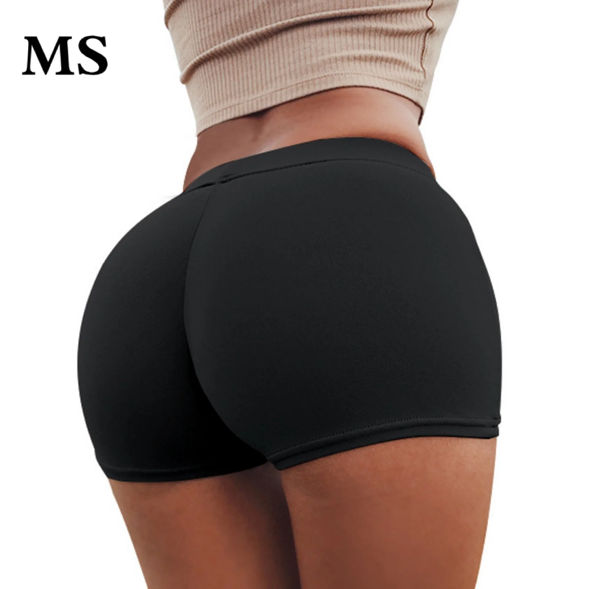 

MS Solid color tight hips elastic bottoming shorts anti-light safety pants shorts ladies close-fitting underwear multicolor2019