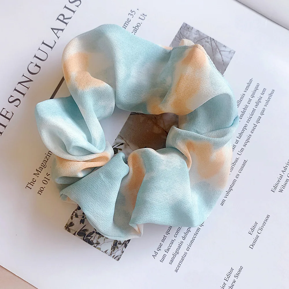 Helle Farbe Seide Scrunchie Set Frauen Elastische Haar Bands Tie dye Scrunchy Haar Bindet Seil 4 stücke Lot Chouchou Vintage zubehör – Detail 9