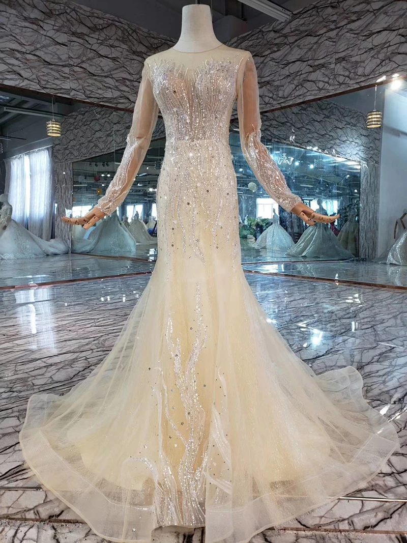 Простые Свадебные платья трапециевидной формы со съемным шлейфом с круглым вырезом и длинными рукавами, простое свадебное платье длиной 50 см