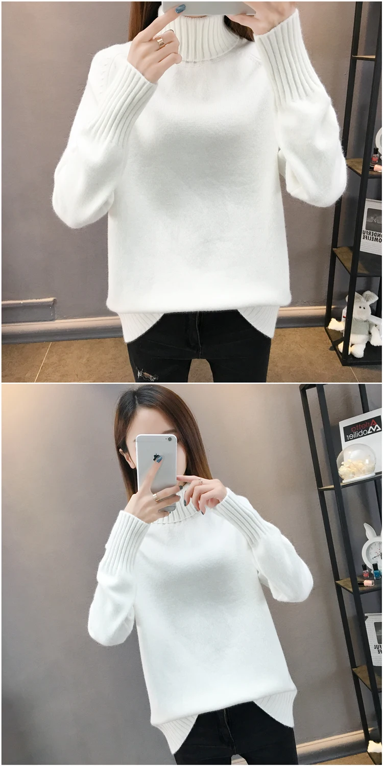Fdfklak Casual new pull femme pullover sweater women thick warm knit top woman winter clothes turtleneck women's sweaters