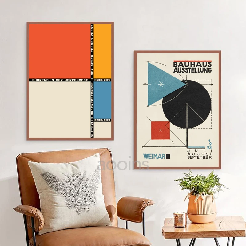 dipinti su tela senza cornice per famiglie C 50x75cm Poster e stampe astratte retrò Bauhaus stampano immagini di arte geometrica arancione 