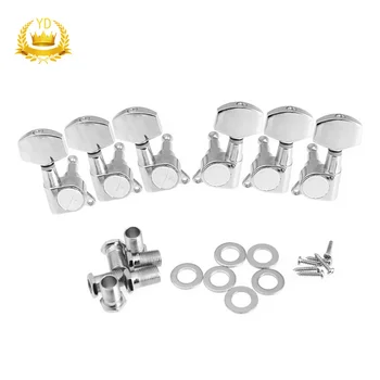 

Hot 6Pcs Guitar String Tuning Pegs 3L3R Chrome Tuners Heads for Acoustic Electric Guitar Tuner Guitar Parts Fender Replacement