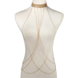 Gold Rhinestone Body Chain - Luxury Beach Jewelry (Gold color)