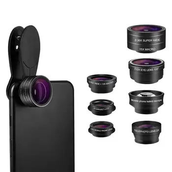 

OOTDTY 9 in1 Professional Phone Camera Lens Kit Clip On for Smartphone Mobile Phone
