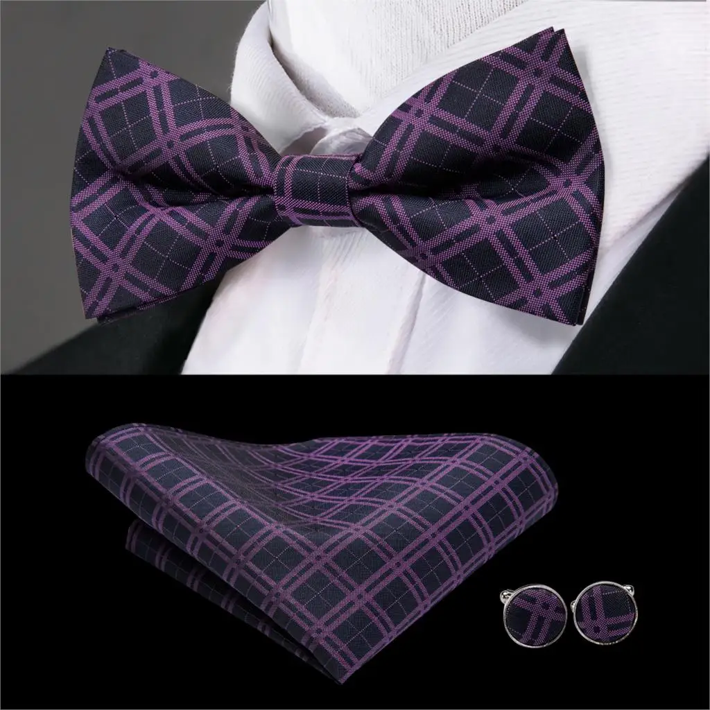 Hi-Tie, роскошные золотые шелковые галстуки-бабочки для мужчин, модные мужские желтые галстуки-бабочки, носовой платок, запонки, набор, галстук-бабочка для мужчин, Свадебный F-771 - Цвет: F-796