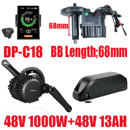 48v 1000w Bafang BBSHD BBS03B преобразователя для электрического велосипеда с сертификатом ce комплект с Батарея 48V 13/16AH 52v 16/17. 5ah, фара для электровелосипеда в середине приводной двигатель - Цвет: C18 48V13AH68MM