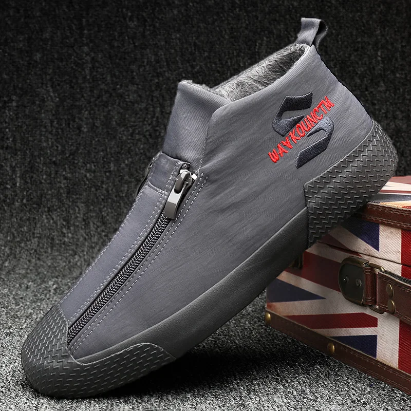 

Warm Winter Snow Shoes Fashion Zipper with Fur Shoes Rubber Male Flats Zapatillas Hombre Men Casual Sneaker Shoes Shoes for Men