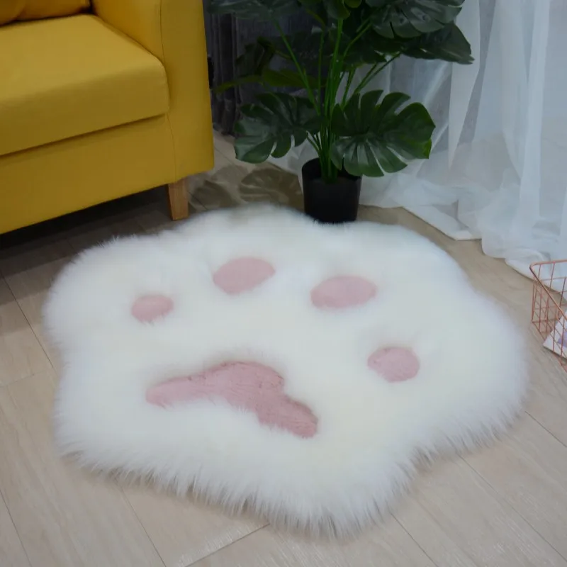 CuteCatPawPatternSoftPlushCarpetHomeSofaCoffeeTableFloorMat