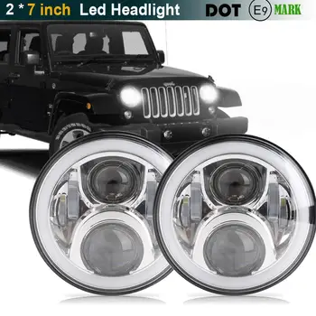 

For Hummer H1 H2 Led Headlight 60w 7 Inch LED Headlights High Low Beam Angel Eye DRL Amber Turn Signal for Jeep Wrangler JK Lamp
