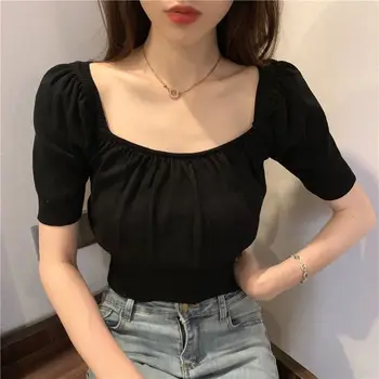 

C111-2020 summer new Korean short bottoming shirt net red slim slimming solid color short-sleeved T-shirt female