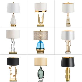 

Originality Designer Model House Bedroom Metal Marble Continuous System Concise Light Luxurious A Living Room Desk Lamp