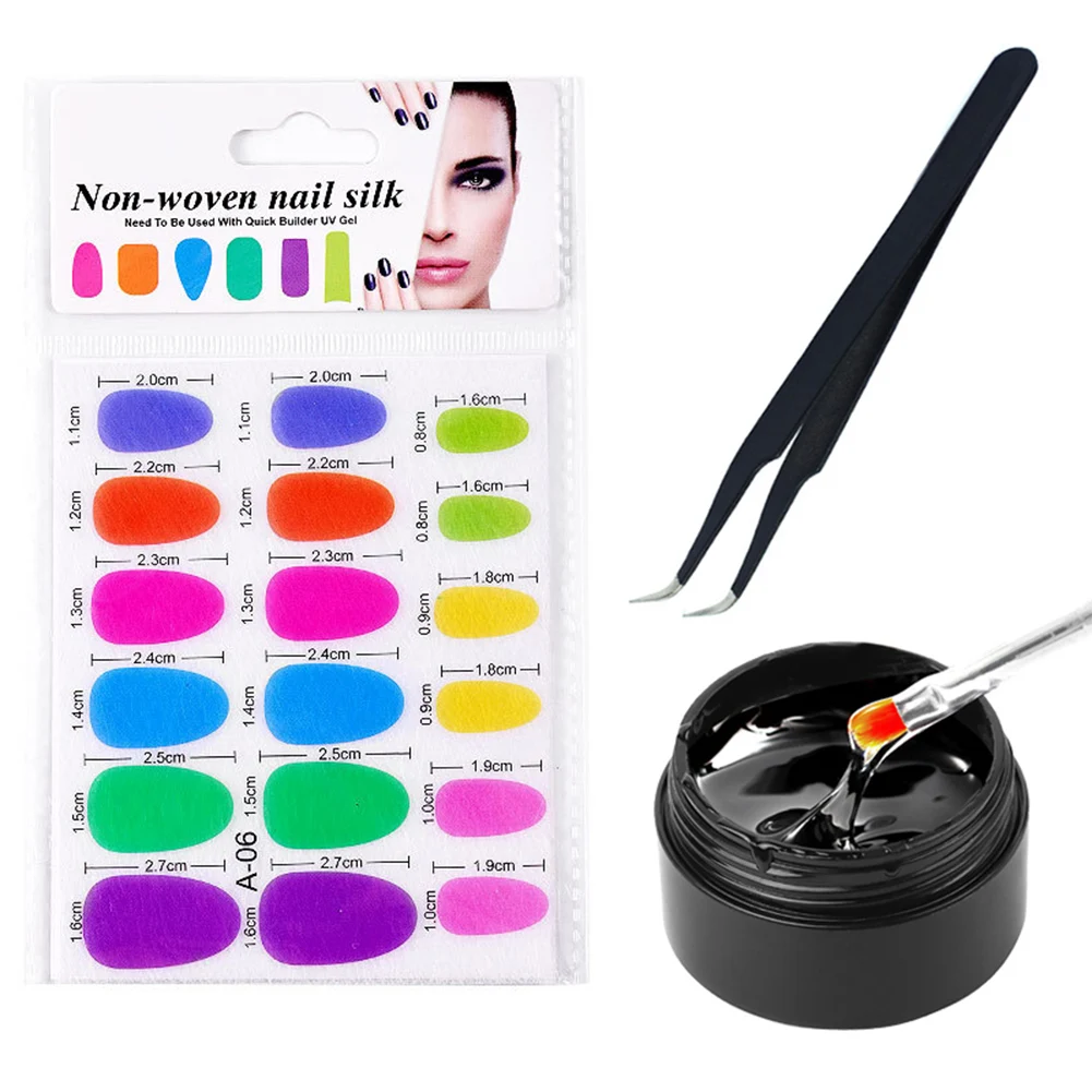 Стекловолокно наращивание ногтей волоконные наконечники Клей Пинцет DIY маникюрный салон набор инструментов KG66