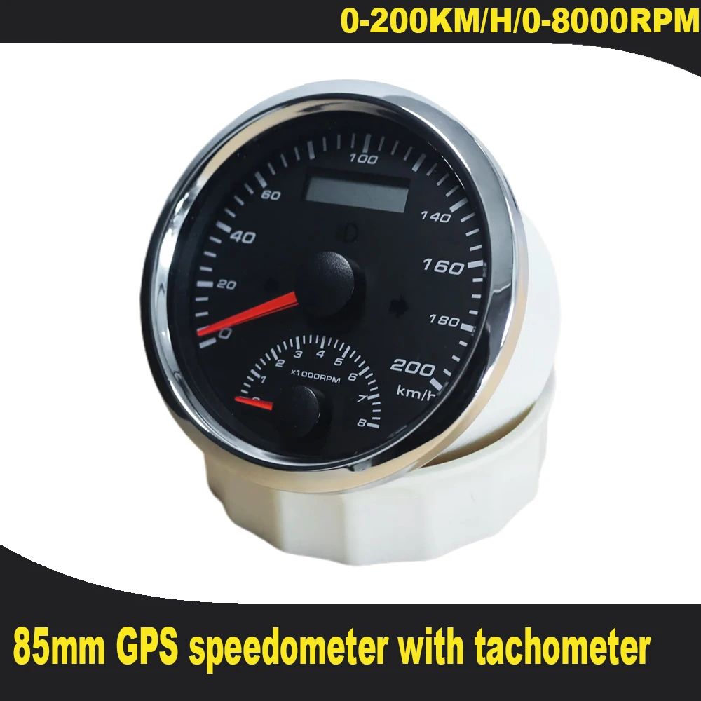 Compteur de vitesse GPS multifonctionnel avec horloge, jauge 3 en 1,  voltmètre pour voiture, bateau, yacht, 9-32V, HD 85mm