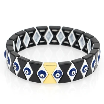 

Shinus New Evil Eye Man Bracelet Women Enamel Tile Beads Bracelets Jewelry Friends Casual Pulseras Mujer Moda Fashion DIY Gift