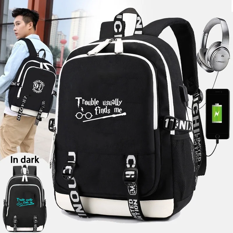 

IMIDO Luminous Letter Backpack For Students Solid Usb Charging Boys Girls School Bag Large Capacity Fashion Shoulders Backpack