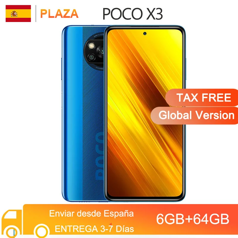 Versión Global POCO X3 6GB 64GB/128GB NFC 6,67 Smartphone Snapdragon 732 Octa Core 64MP 5160mAh 33W de carga 120Hz DotDisplay