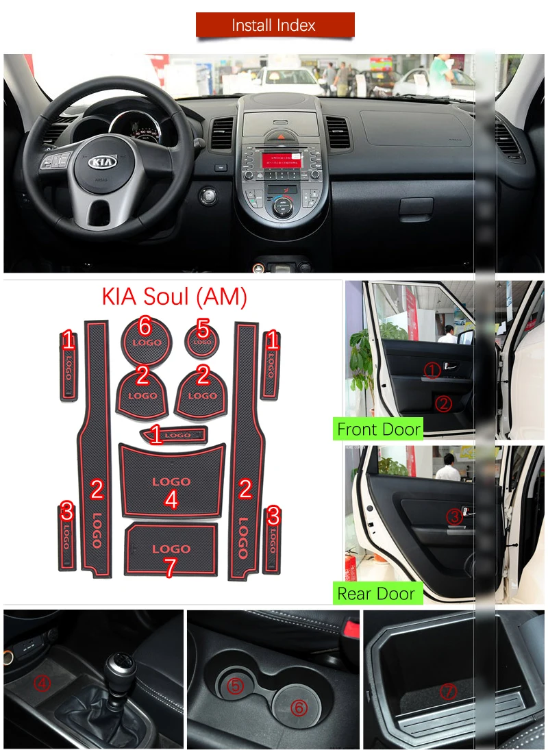 RKAC противоскользящие резиновые подставки под стакан дверной коврик для KIA Soul AM MK1 2009-2013 аксессуары Автомобильные наклейки коврик на заказ c