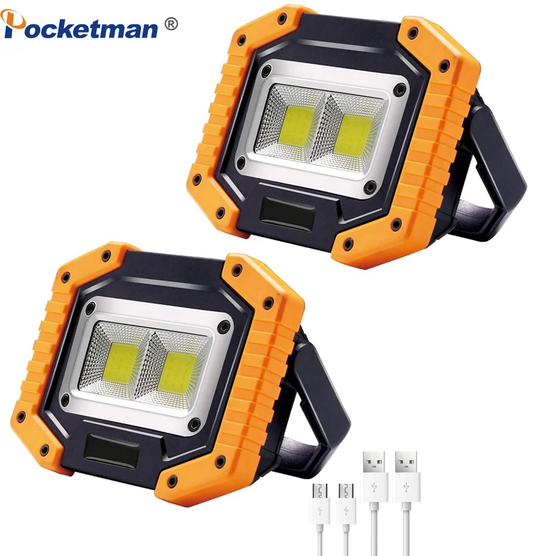 

100W Led Portable Spotlight COB Super Bright Led Work Light Flood Lights Rechargeable for Outdoor Lampe 18650 Emergency