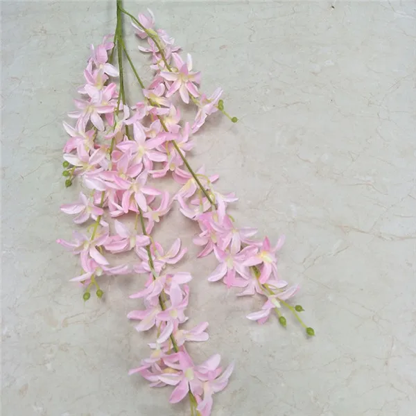 Розовый 10 шт. поддельные длинные Стволовые Oncidium(5 стеблей/piec) 39,3" Длина искусственная Орхидея для свадьбы дома декоративные искусственные цветы - Цвет: Розовый