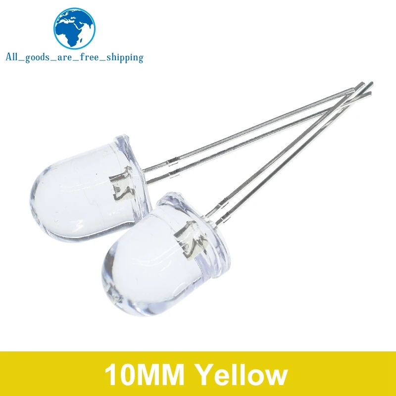 10/50 Stück 10 mm LED 5 Farben Rot Blau Gelb Grün Weiß Transparent 20 mA 0,75 W Ultrahelle runde LED-Leuchtdiodenlampe – Detail 12
