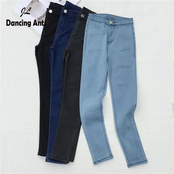 

2020 High Waist Jeans For Women Casual Stretch Autumn Denim Pencil Pants Lady Slim Elastic Skinny Jeans Spring Trousers Female