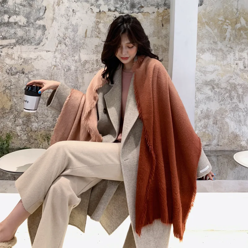 

Winter 2019 Korean Version Soft Comfortable Gradual Wool Scarf,Dual Purpose Simple Heating Woman's Shawl Scarf Imitated Cashmere