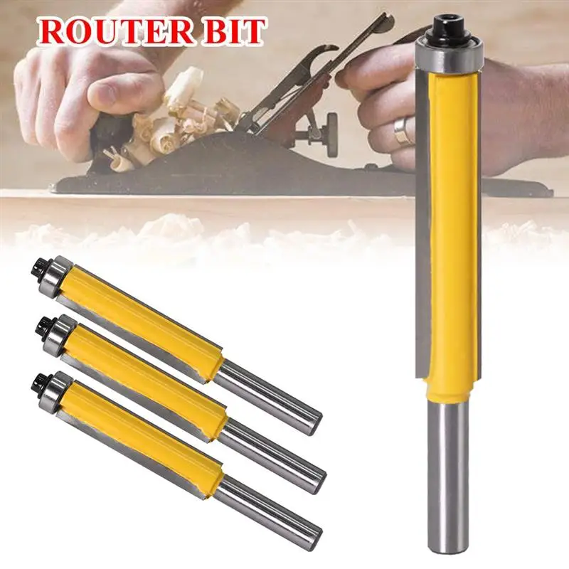 

3pcs Woodworking Tools Cutter Flush Trim Router Bit With 8mm Shank Long Straight Router Bit For Woodworking Cutting Wood Tools