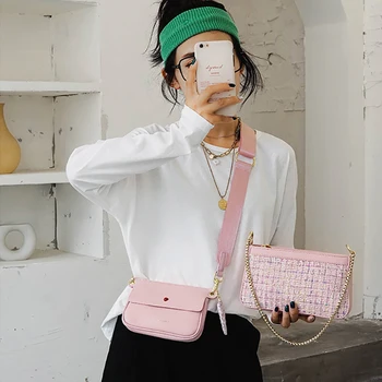 

Fashion Youth Women's Shoulder Bags Double Bag Design Heart-shaped Decoration Girls Crossbody Bag With Adjustable Shoulder Strap
