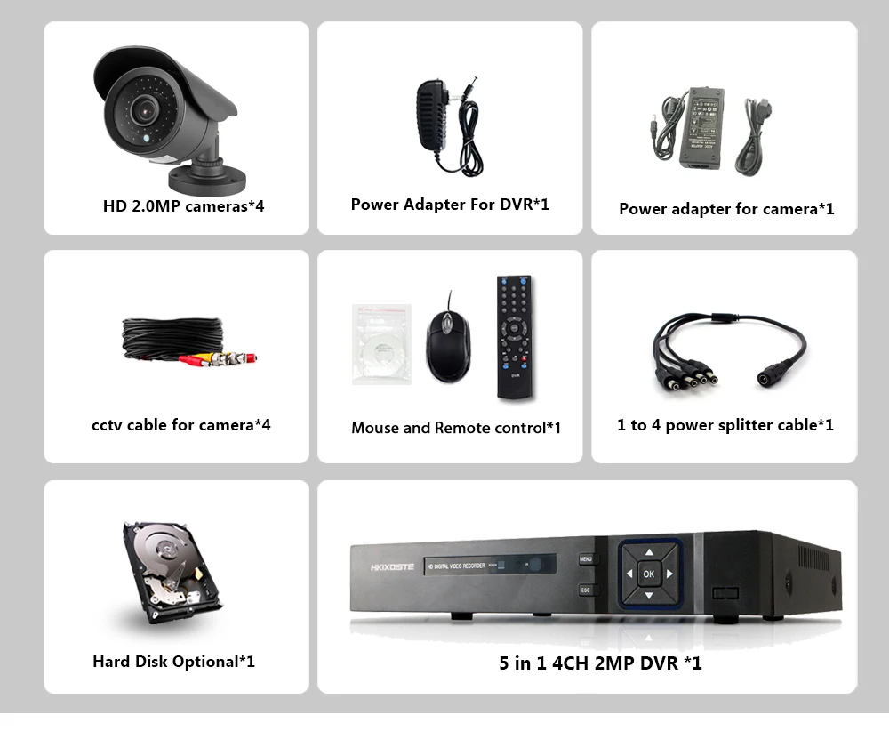 4CH CCTV Камера Системы 1080 P HDMI DVR 4 шт. 2,0 Мп ИК Открытый безопасности Камера 3000TVL Камера наблюдения Системы 1080 P ahd dvr