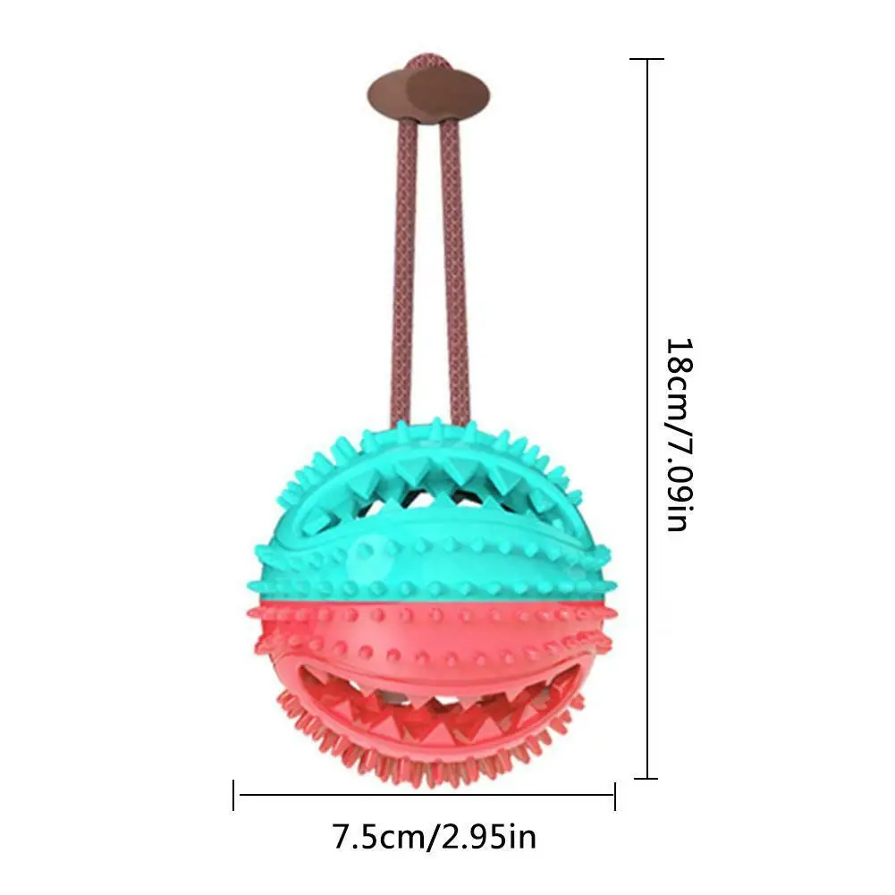 Red and Blue Собака молярная игрушка для укуса многофункциональные жевательные игрушки для питомцев С присоской собачка тянуть мяч для собак кошек Чистка зуб дозатор пищи - Цвет: Red and Blue