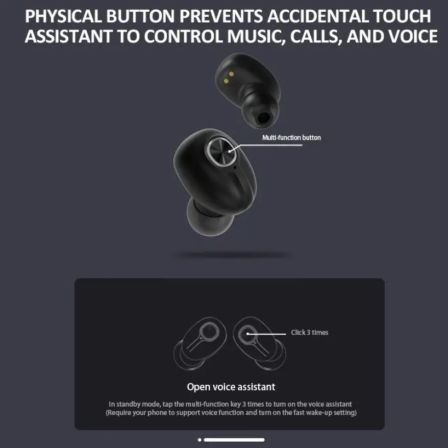 TWS Wireless Headphones Bluetooth Business Sports Earphone with Mic Mini Gaming Headset Shock Bass Earbuds for Android IOS PC