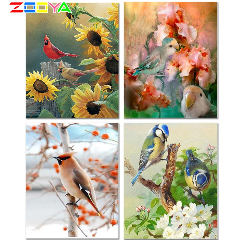 ZOOYA Алмазная картина животное птица DIY Вышивка Цветы Подсолнух узор Стразы