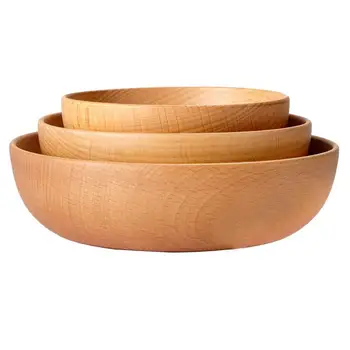 

Wooden Bowls Fruit Salad Noodle Rice Bowl Japanese Style Wooden Fruit Bowl Tableware Kitchen Accessories Tools