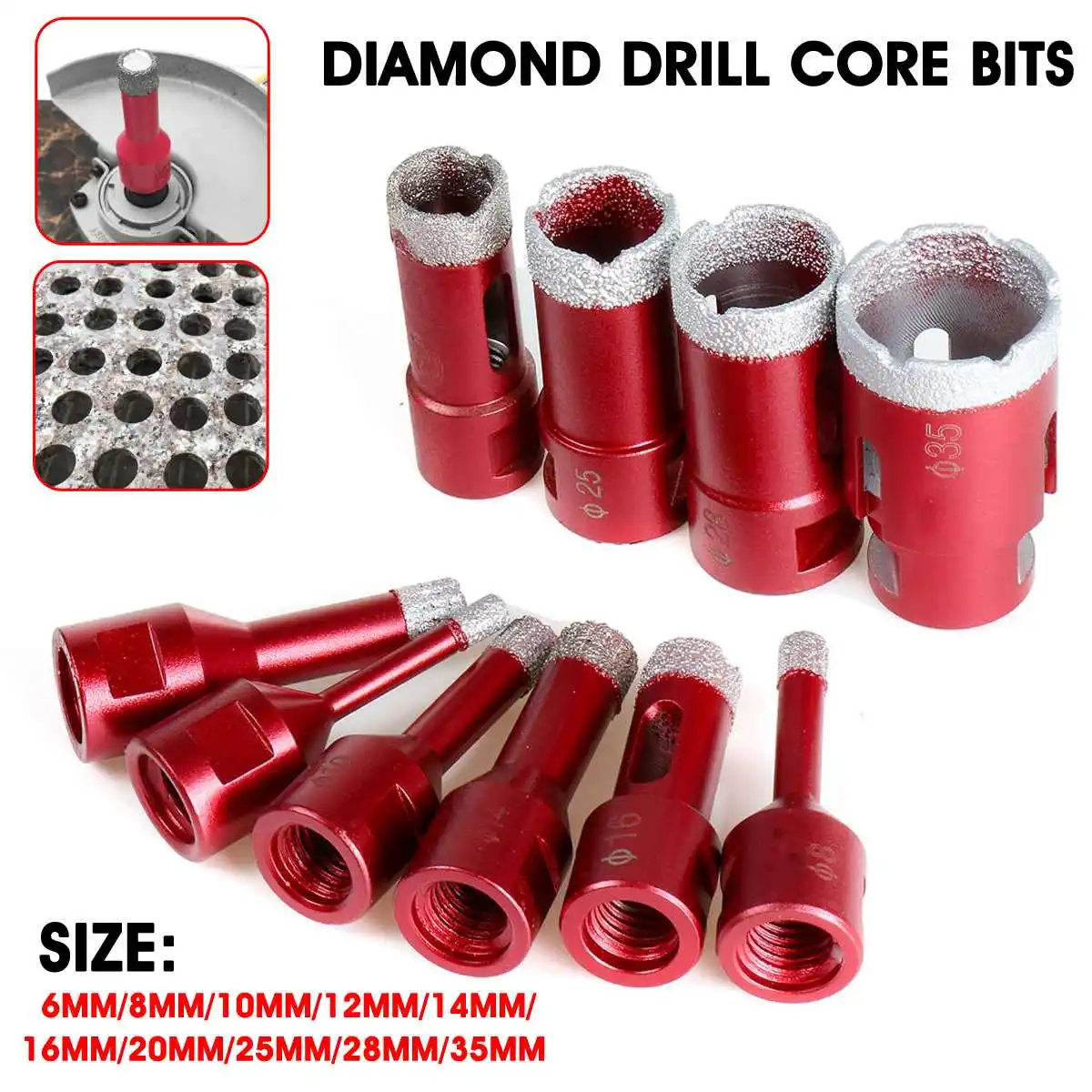 

Becornce 1Pc 6mm-35mm M14 Marble Opener Diamond Drill Core Bits Drilling Hole Saw Bit Tools For Tile Marble Granite Brick Stone