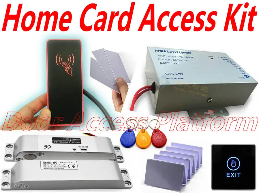 Карта салфетки IP54 RFID EM контроллер доступа устройство+ DC12V блок питания+ электронный дверной замок с открытым креплением+ сенсорные открытые выходы