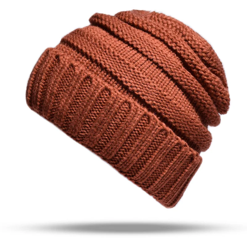 Черные однотонные брендовые зимние шапки для мужчин и женщин вязаные шапочки шапка Warm капот теплая Повседневная шапка мужские уличные чулки для лыжников шапки - Цвет: Orange
