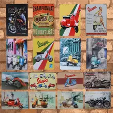 Винтажная Жестяная Табличка Предупреждение ющий знак Vespa, плакат, живопись, Настенный декор, мотоциклетные металлические художественные жестяные пластины со знаками, наклейки 30X20 см H31