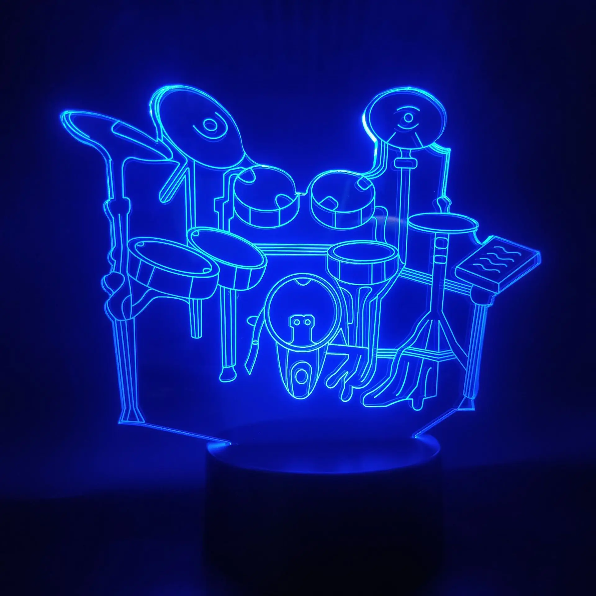 Drum kit 3D Illusion Lamp Christmas Gift Night Light Beside Table Lamp 16 Colors Auto Changing Desk Decoration Lamps Birthday