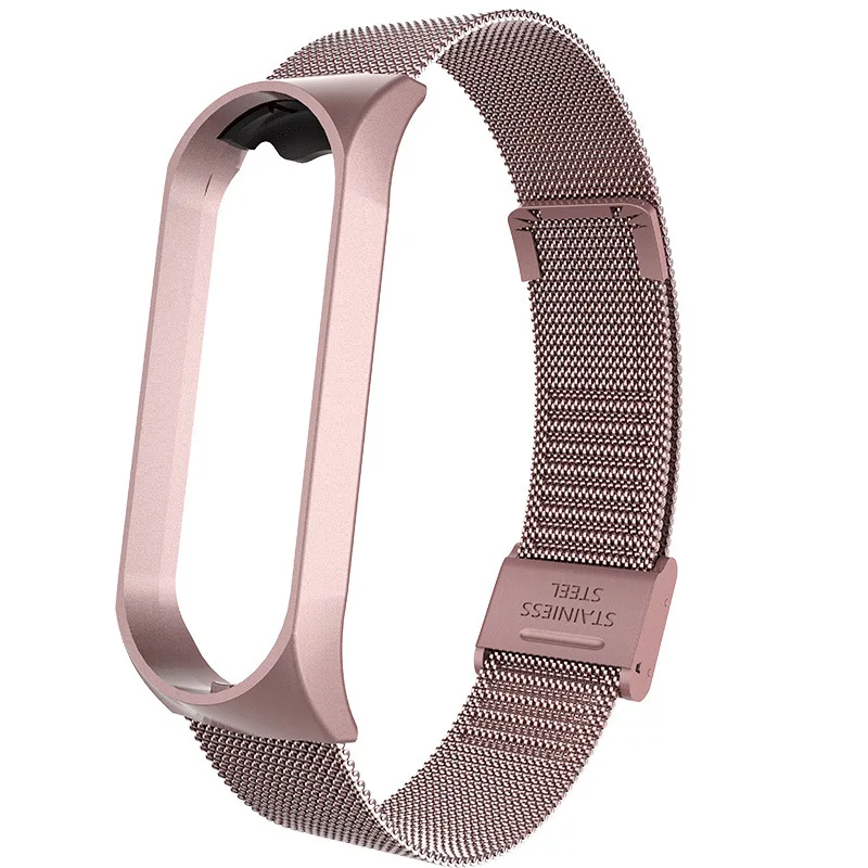 Xiaomi ремешок на запястье 3 4 MiBand 4 3 браслет умный ремешок на запястье металлический браслет из нержавеющей стали регулируемый сменный ремешок на запястье - Цвет ремешка: rose pink