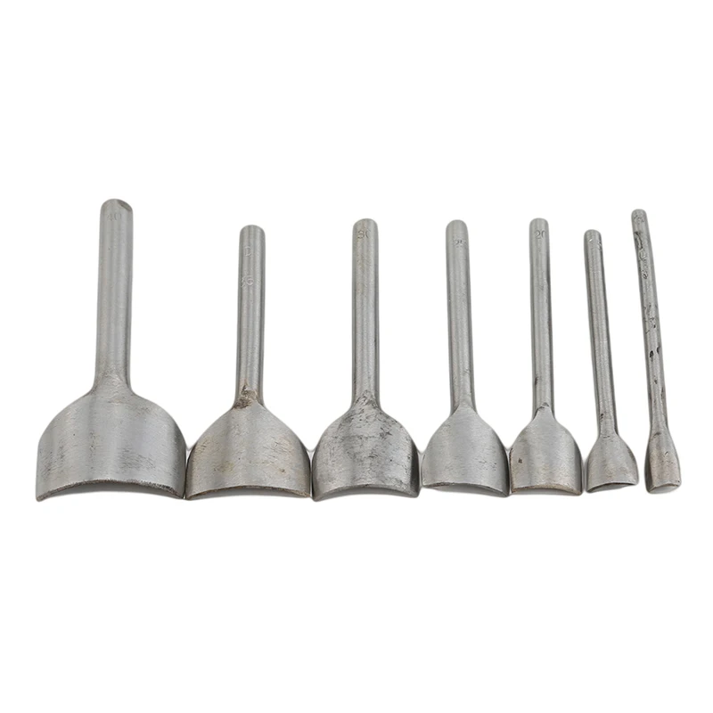 7PCS/Set Steel DIY Leather CraftSize 10-40 mm Perforated Shallow Semi-circular Leather Punching Tool