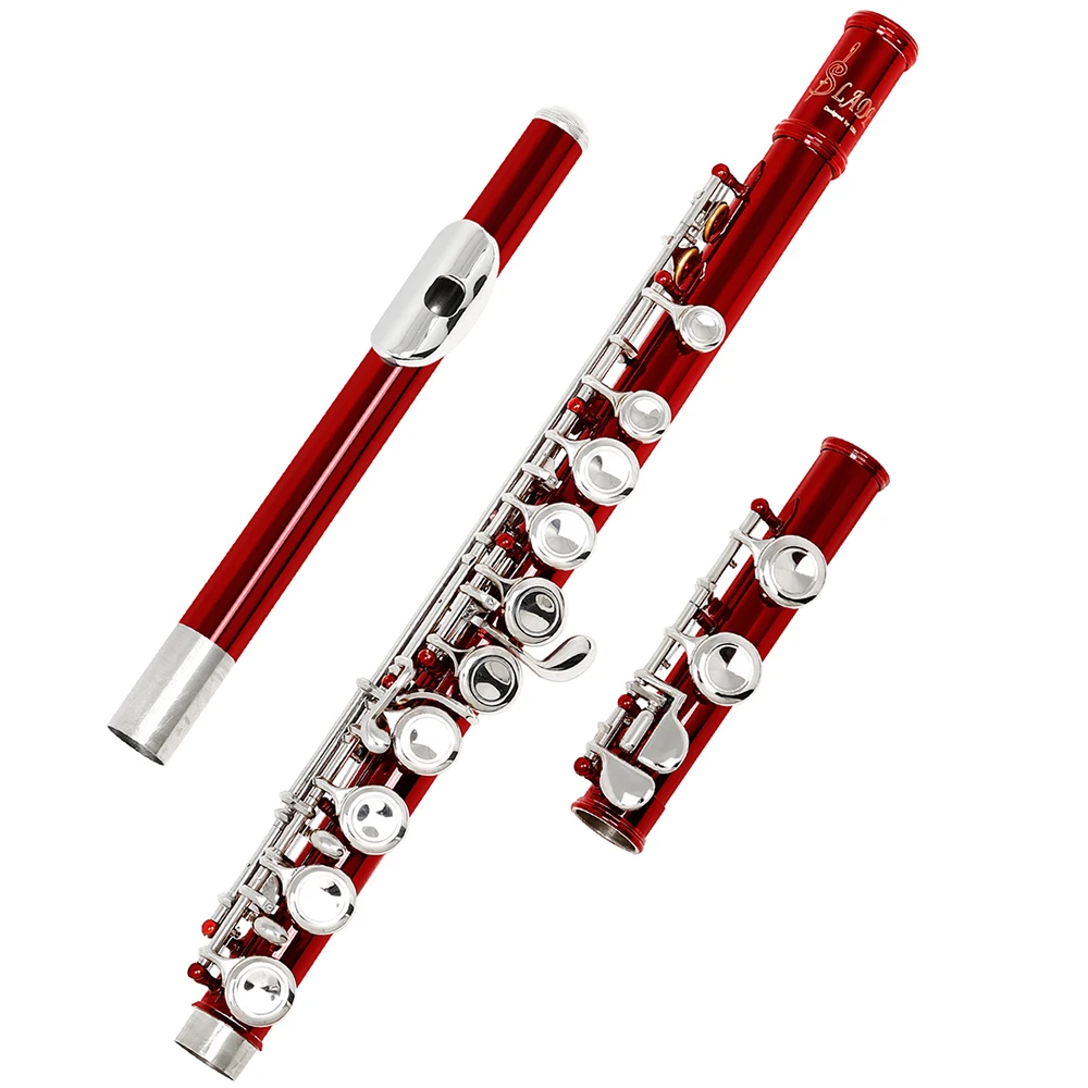 16 Holes C Key Flute Western Concert Cupronickel Red Transverse Woodwind Instrument With Case Screwdriver Cleaning Cloth | Спорт и