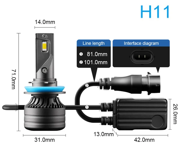 Phares Route Croisement Antibrouillard Kit Ampoules LED ROADSUN Pour Peugeot 207 - H1/H7/H11, 120W, 6000K Phares Route Antibrouillard