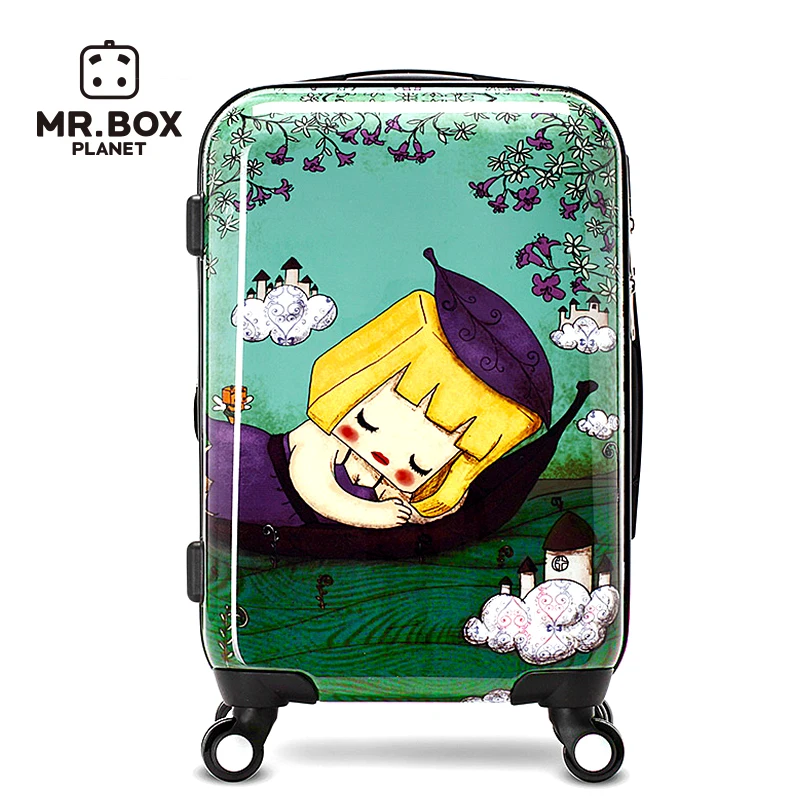 Mr.Box Rolling Luggage Spinner password Trolley large capacity Suitcase Wheels 20 inch Cabin Travel Bags Trunk - Цвет: Многоцветный
