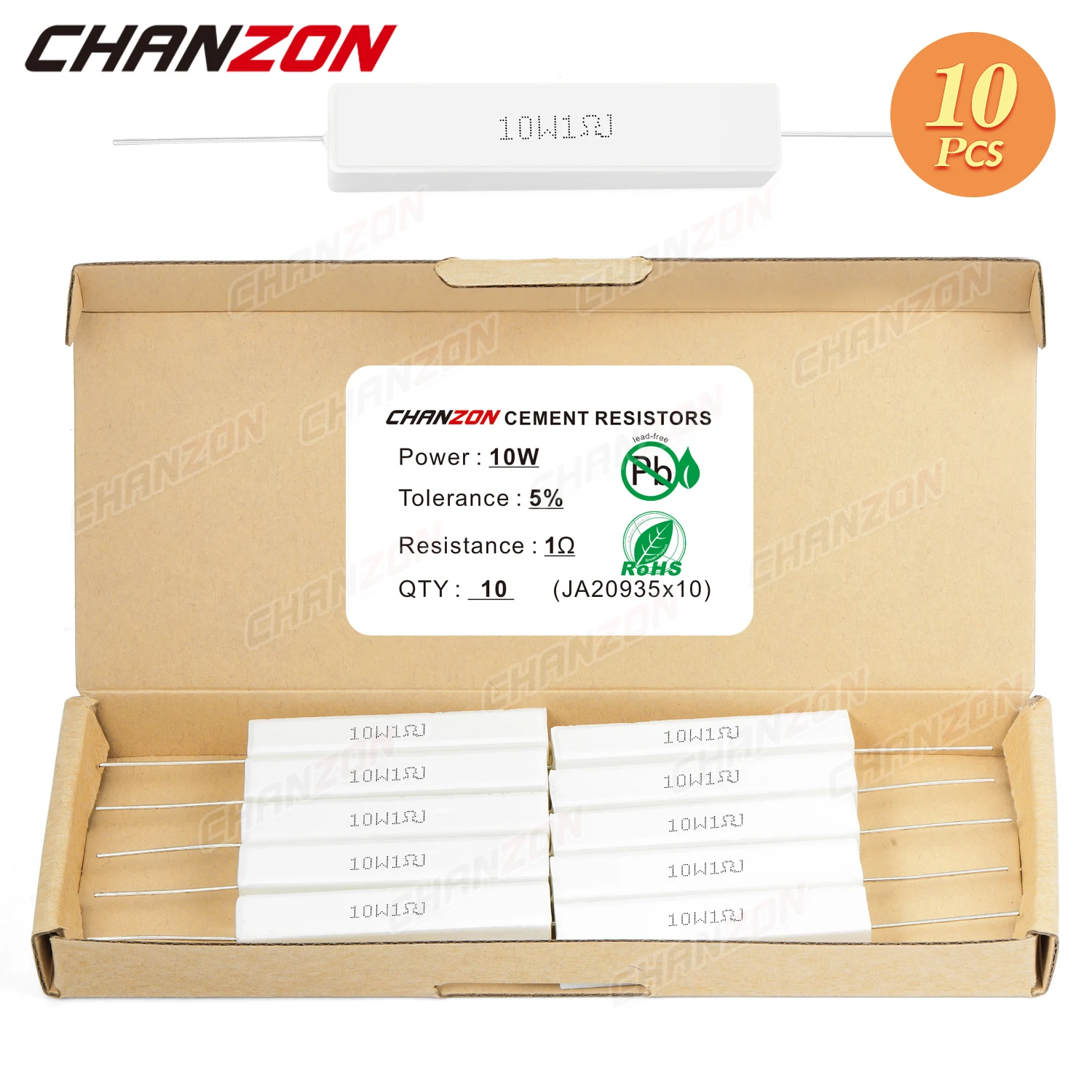 10 Stück 10 W 5 % Zement-Drahtwiderstände 1–10 K Ohm 10 Watt induktiver fester Drahtgewickelter Keramikwiderstand 10 15 100 250 1 K 1 kOhm – Detail 5