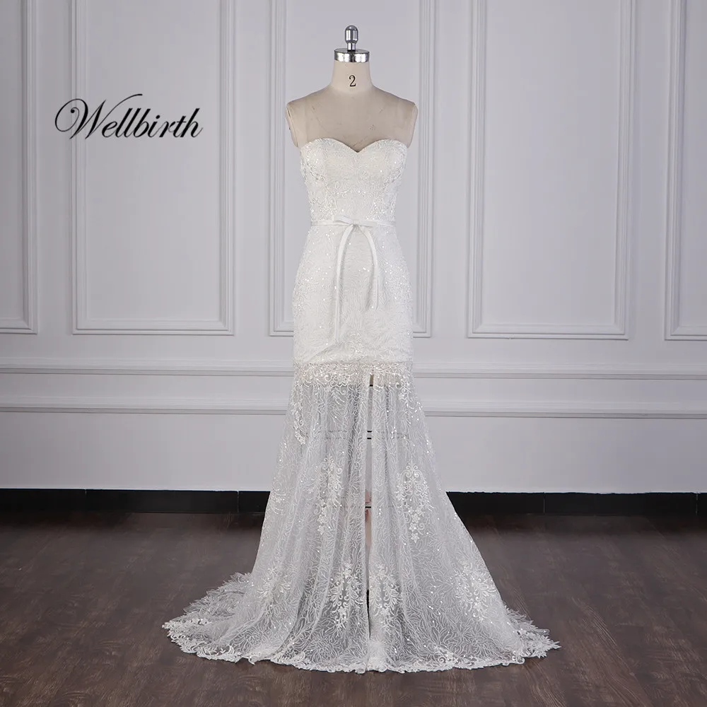 Реальное изображение Wellbirth Vestido de novia милое zippber сзади Русалка свадебное платье с открытыми плечами свадебное платье - Цвет: picture color