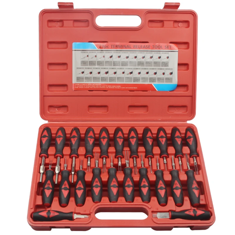 US $26.39 23pcsSet Universal Automotive Terminal Release Removal Remover Tool Kit Car Electrical Wiring Crimp Connector Pin Extractor Kit