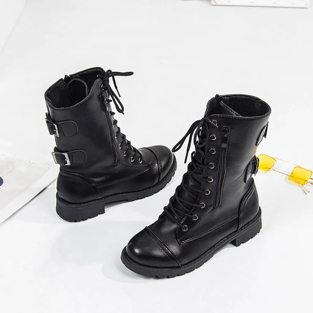 Женские ботинки; женские ковбойские сапоги в стиле милитари для верховой езды; сапоги до середины икры на молнии; Новинка года; сезон осень-зима; женская обувь