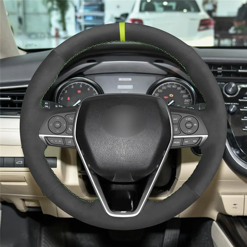 MEWANT Genuine Leather Hand Sew Car Steering Wheel Cover for Toyota Camry- Avalon Corolla- RAV4 - Название цвета: style-02