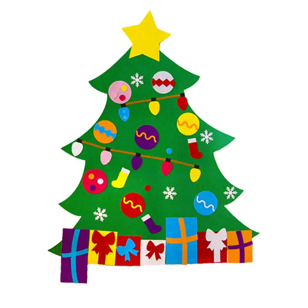 DIY войлочные Рождественские елочные Подвески, настенные подвесные декоративные наклейки, рождественские украшения, детский подарок для дома, Рождественское украшение - Цвет: 100x90cm