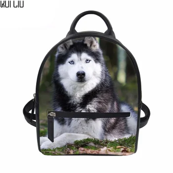 

Customized Women Backpack Husky Bulldog Pug Print Mini Backpacks Teen Girls School Bags PU Leather Travel Bag Rucksack Ladies